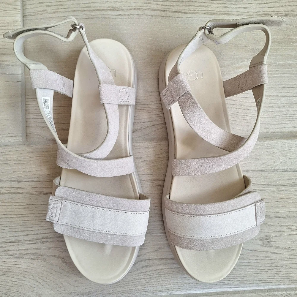 UGG Zayne Ankle Strap II women's Cream Adjustable Strap Platform Sandals Size 11